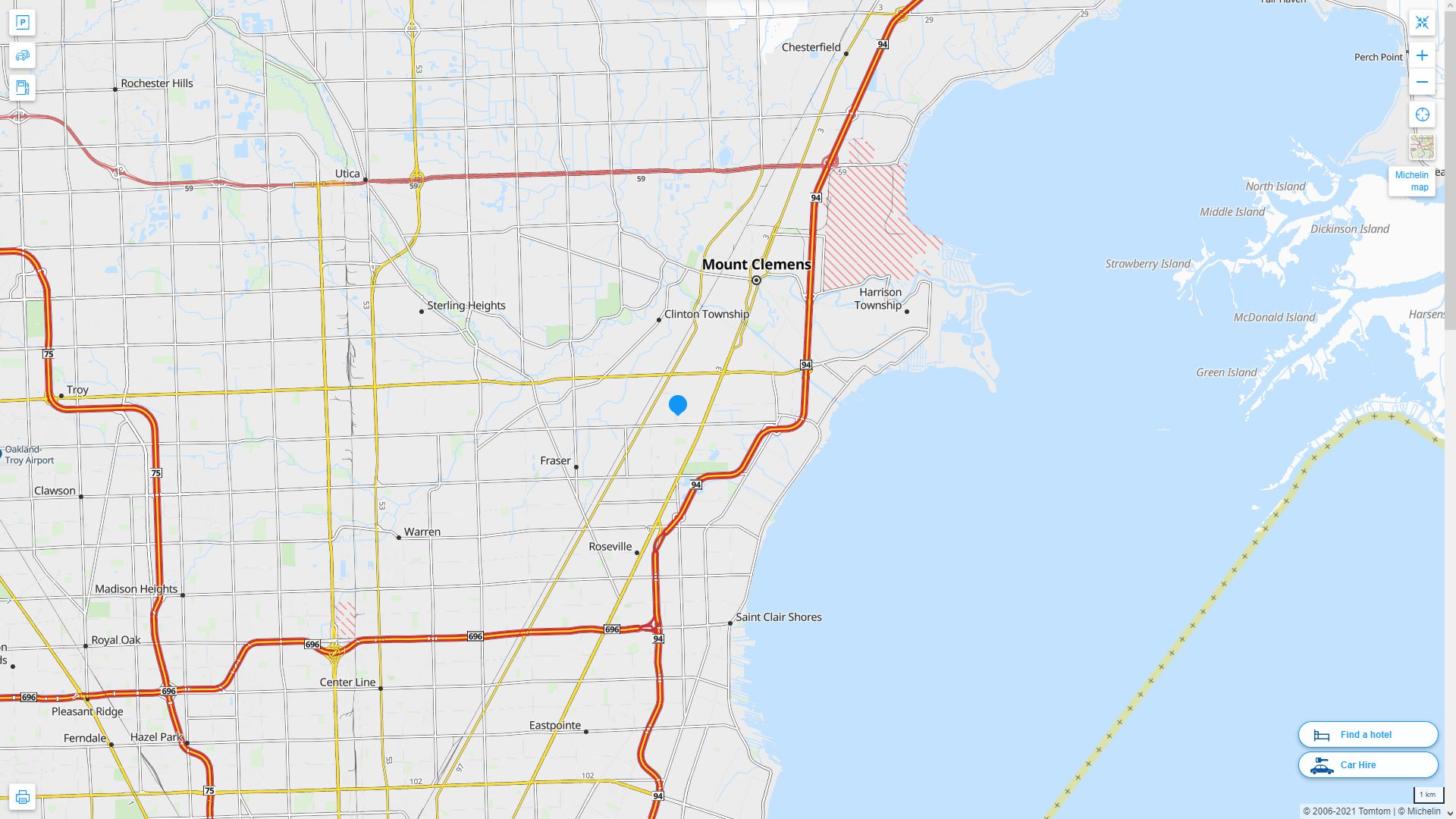 Canton Township Michigan Highway and Road Map